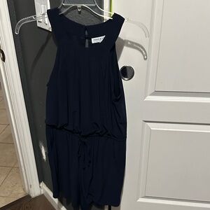 Emma & Michelle Navy Sleeveless Drawstring Romper